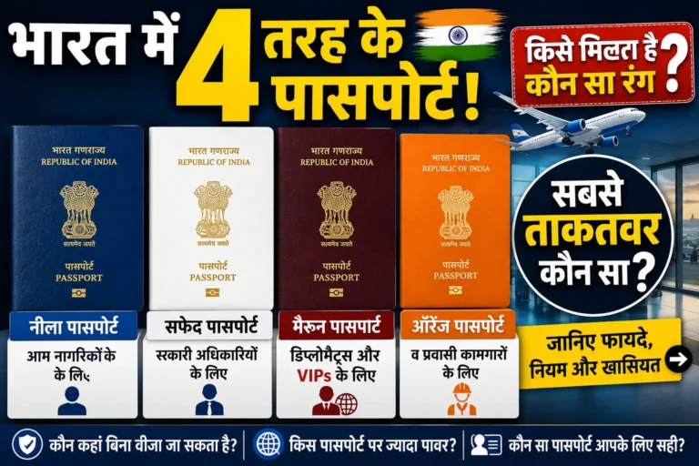 Passport Facts: भारत में कितने प्रकार के पासपोर्ट होते हैं? जानिए किस रंग का पासपोर्ट किसे मिलता है Passport Facts: भारत में कितने प्रकार के पासपोर्ट होते हैं? जानिए किस रंग का पासपोर्ट किसे मिलता है